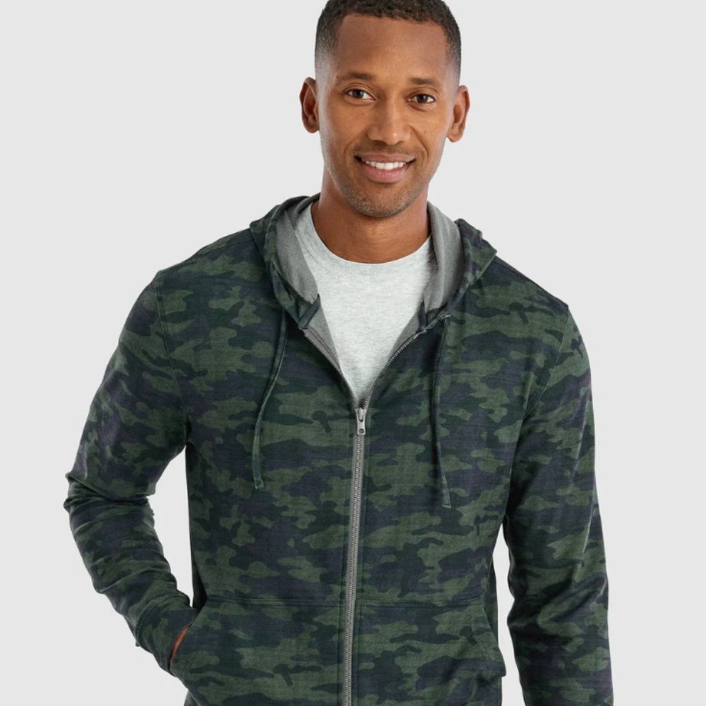 Johnnie-O Ranch Camo Microfleece Full Zip Hoodie Men's Large